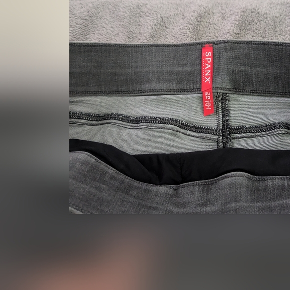 Spanx Jeggings Womens Gray Stretch Denim Skinny Leg Distressed XL - Picture 2 of 6